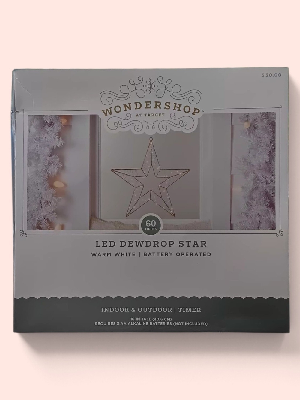 Wondershop Silver Star LED Dewdrop Lantern with Warm White Lights